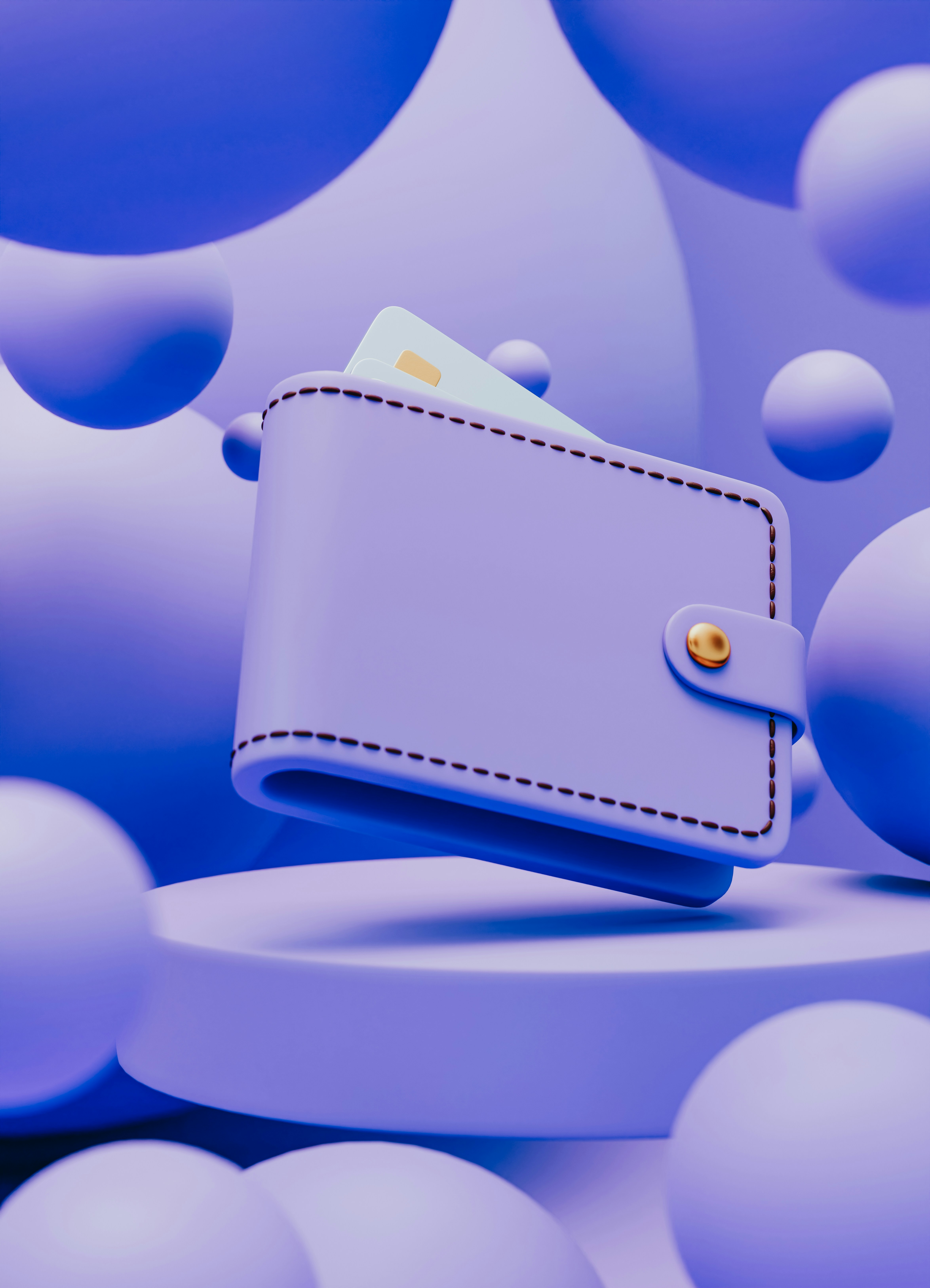 Wallet digital tridimensional en tonos lavanda